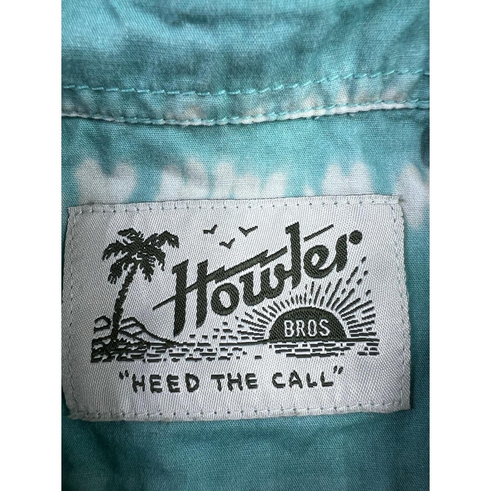 Howler Bros Shirt Mens Medium Blue Tie Dye Stripe Short Sleeve Button Up Casual - Picture 6 of 11
